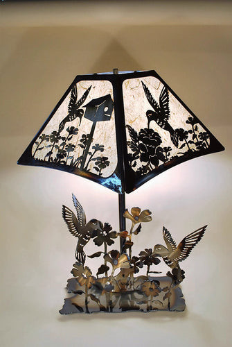 Hummingbird Table Lamp Round Shade Large