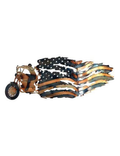 Harley Motorcycle Rider with Tattered Flag