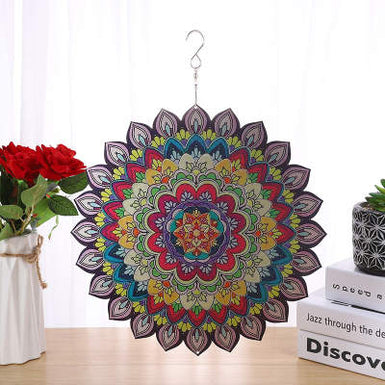 Red Lotus Flower Stainless Steel Wind Spinner