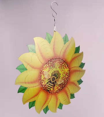 Bee and Sunflower Stainless Steel Wind Spinner
