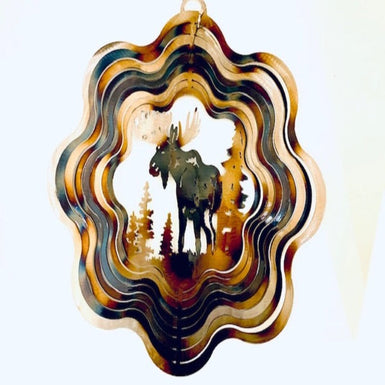 Moose With Trees Wind Spinner - MetalCraft Design