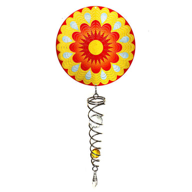 Mandala Sun Crystal Tail  Stainless Steel Wind Spinner