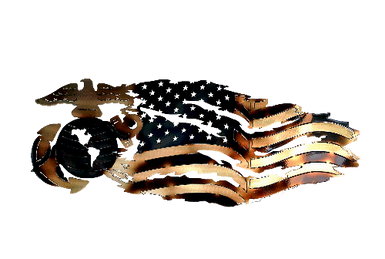 US Marines with Tattered Flag Wall Art - MetalCraft Design