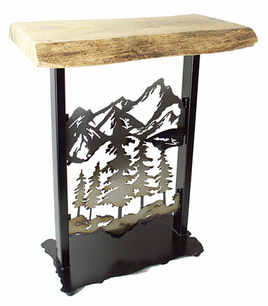 Mountain Scene Side Table With Interchangeable Image