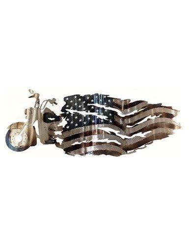 Harley Motorcycle with Tattered Flag Wall Art