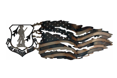 US Air National Guard with Tattered Flag Wall Art - MetalCraft Design
