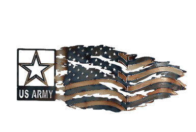 US Army with Tattered Flag Wall Art - MetalCraft Design