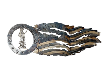 US Army National Guard with Tattered Flag Wall Art - MetalCraft Design