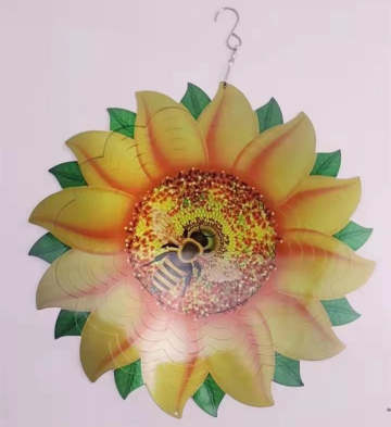 Bee and Sunflower Stainless Steel Wind Spinner
