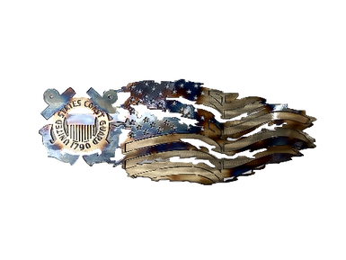 US Coast Guard with Tattered Flag Metal Wall Art - MetalCraft Design