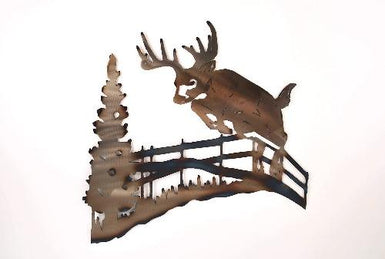 Deer Jumping a Fence Wall Art - MetalCraft Design