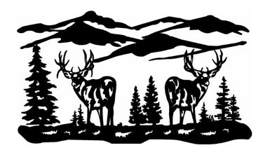 Deer Back-to-Back Mountain Scene Wall Art - MetalCraft Design