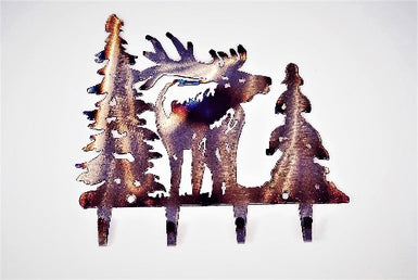 Elk With Trees Key Rack - MetalCraft Design
