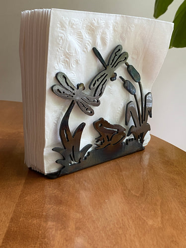 Frog with Dragonflies Large Napkin Holder