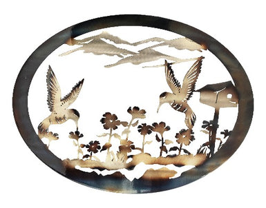 Hummingbirds Oval Wall Art - MetalCraft Design
