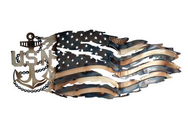 Tattered Flag w/Air Force Logo Metal Wall Art