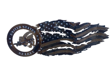 US Navy Seabees with Tattered Flag Wall Art - MetalCraft Design