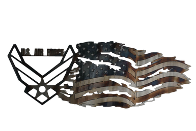 US Air Force with Tattered Flag Wall Art - MetalCraft Design