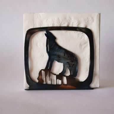 Wolf Howling Large Napkin Holder - MetalCraft Design