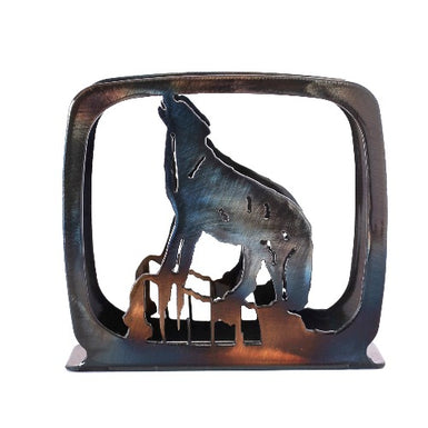 Wolf Howling Large Napkin Holder - MetalCraft Design